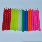 GELİN MUMU, 20 ADETLİ, 8,5 CM UZUNLUK VE 6MM ÇAPINDA, DOĞUM GÜNÜ MUMU VE PASTA MUMU RENKLİ PARTİ LER - 1