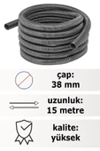 OTTOMAX Marka Süpürgeler için Uyumlu 15 metre Çelik Telli Hortumu 38 mm Çaplı - 2