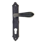 Antika Tarz Dekoratif Pirinç Çiçekli Oda Kapı Kolu - 240x40 mm, Oksit - 1