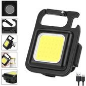 Led Anahtarlıklı Cep Boy Cob Led Metal Kasa Mıknatıslı Şişe Açacağı Usb li Şarj Edilebilir El Feneri HS-37 - 1