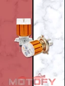 Yeni Nesil Motosiklet Far Ampülü Mavi Kırmızı Ambiyans Modlu Çakarlı H4 Tip Duylu Led Ampül thumbnail 1