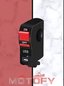 MOTOSİKLET SİS FARI AÇ KAPA DÜĞMESİ KIRMIZI BUTONU - GİDONA TAKILABİLİR USB ŞARJ DESTEKLİ-GİRİŞLİ thumbnail 1
