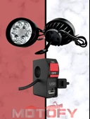 6 LEDLİ AYNA BAĞLANTILI AÇI AYARLI ULTRA GÜÇLÜ MOTOSİKLET SİS FARI VE GÜNDÜZ LEDİ + USB ŞARJ BAĞLANTILI AÇ KAPA BUTONU FULL SET thumbnail 1