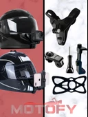 KASK İÇİN AKSİYON KAMERA VE TELEFON TUTUCU APARAT SETİ - ÇENE MONTAJLI - 1