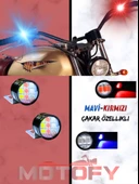 MERCEKLİ MAVİ KIRMIZI BEYAZ AYNA MONTAJLI MOTOSİKLET ULTRA GÜÇLÜ GÜNDÜZ LEDİ - POWER LED (2 ADET) thumbnail 1