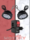 6 LEDLİ AYNA BAĞLANTILI AÇI AYARLI ULTRA GÜÇLÜ MOTOSİKLET SİS FARI VE GÜNDÜZ LEDİ + USB ŞARJ BAĞLANTILI AÇ KAPA BUTONU FULL SET thumbnail 2