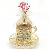 Lora Davet Söz Nişan Tepsisi Damat Kahve Fincanı (1 Adet) Altın - 53651 - 2