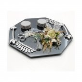 Lora Davet Sekizgen Cam Damat Fincanı ve Söz Nişan Tepsisi Takım (1 Adet) Beyaz - 54489 - 2