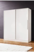 AEKA Ae-4001 Zambak Sürgülü Dolap Çok Raflı Çekmeceli Askılı Beyaz Kasalı (Beyaz-Beyaz Kapaklı)  Gardırop - 1