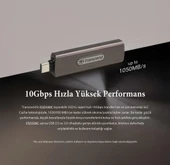 Transcend TS2TESD330C 2TB Type-C 10Gbps Gizlenebilir Başlıklı Taşınabilir Metal Kasa SSD - 4