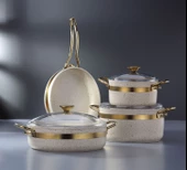 Bonera Nil 7 Parça Granit Tencere Seti Krem - Gold - 1