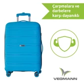 Vegmann Polipropilen (PP) Atlas Mavi Orta Boy Valiz thumbnail 9