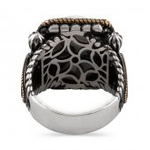 Özel Tasarım Beyaz Firuze Taşlı 925 Ayar Gümüş Yüzük thumbnail 3