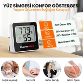 ThermoPro TP157 İç Mekan (Sera, Dolap, Bebek Odası) Hassas Sıcaklık ve Nem Ölçer Mini Termometre 2 Adet - 4