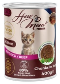 HOW MEOW 12 ADET JÖLELİ PARÇA ETLİ YAVRU KEDİ YAŞ MAMASI BİFTEKLİ 400 GRAM - 1