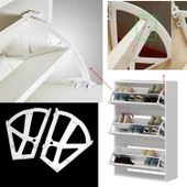 Ayakkabılık Açılır Kapanır Raf Bağlantı Aparatı Plastik 1 Takım Sağ Sol Farklı Bölmeli Beyaz Renk - 3