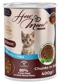 HOW MEOW 12 ADET JÖLELİ PARÇA ETLİ YAVRU KEDİ YAŞ MAMASI BALIKLI 400 GRAM - 1