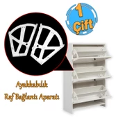 Ayakkabılık Açılır Kapanır Raf Bağlantı Aparatı Plastik 1 Takım Sağ Sol Farklı Bölmeli Beyaz Renk - 1