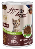 HOW MEOW 12 ADET JÖLELİ PARÇA ETLİ YAVRU KEDİ YAŞ MAMASI KUZULU 400 GRAM thumbnail 1
