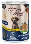 HOW MEOW 12 ADET JÖLELİ PARÇA ETLİ YAVRU KÖPEK YAŞ MAMASI TAVUK 400 GRAM - 1