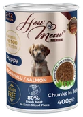 HOW MEOW 12 ADET JÖLELİ PARÇA ETLİ YAVRU KÖPEK YAŞ MAMASI SOMONLU 400 GRAM - 1