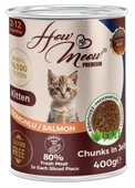 HOW MEOW 12 ADET JÖLELİ PARÇA ETLİ YAVRU KEDİ YAŞ MAMASI SOMONLU 400 GRAM - 1
