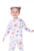 %100 Pamuk Papatya Desenli Kız Çocuk Pijama Takımı - 2
