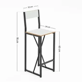Eportatif Bar Sandalyesi Mutfak Sandalyesi Otel Cafe Sandalye Beyaz 1565 - 6