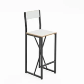 Eportatif Bar Sandalyesi Mutfak Sandalyesi Otel Cafe Sandalye Beyaz 1565 - 5