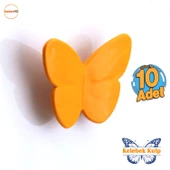 Plastik Kelebek Kulp Turuncu 10 ADET Mobilya Çoçuk Odası Kız Erkek Dolap Kapak Kulpu Çekmece Kulbu thumbnail 1