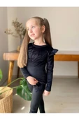 Angel Kadife Siyah Kız Çocuk Takımı - 1
