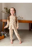 % 100 Pamuk Kalp Baskılı Fitilli Kız Pijama Takımı - 4