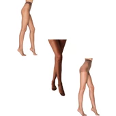 Penti 3'lü Paket Likra Fit 15 Parlak Külotlu Çorap XXL (Kestane-Mürdüm-Kızıl Siyah) - 1