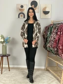 Kadın Tek Cepli Desenli Kalın Oduncu Ceket Gömlek (Krem-Kahve) thumbnail 3