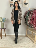 Kadın Tek Cepli Desenli Kalın Oduncu Ceket Gömlek (Kahve-Krem) thumbnail 6