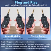 A9 Kablosuz Gitar Sistemi Alıcı Verici Şarjlı Elektro Gitar Bas Keman Elektro Saz - 3