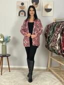 Kadın Tek Cepli Desenli Kalın Oduncu Ceket Gömlek (Pembe-Gri) thumbnail 4