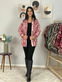 Kadın Tek Cepli Desenli Kalın Oduncu Ceket Gömlek (Kırmızı-Beyaz) thumbnail 4