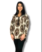 Kadın Tek Cepli Desenli Kalın Oduncu Ceket Gömlek (Krem-Kahve) thumbnail 1