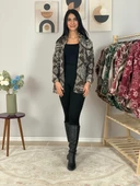 Kadın Tek Cepli Desenli Kalın Oduncu Ceket Gömlek (Kahve) thumbnail 2