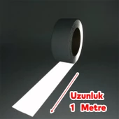 Düz Desensiz En 10 cm 1 Mt İkaz Bandı Reflektif Gece Parlayan Reflektörlü Bant Metalize Gri Renk - 2