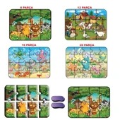 1481 DıyToy Süper Renkli 4'lü Puzzle - Hayvanlar / 8+12+16+24 Parça Puzzle - 3