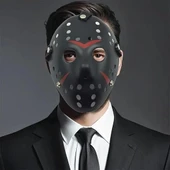 Nessiworld   Siyah Renk Kırmızı Çizgili Tam Yüz Hokey Jason Maskesi Hannibal Maskesi - 6