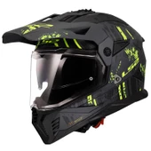 LS2 PIONER 2 CRAZY MAT SİYAH-GRİ-NEON SARI KASK - 1