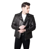 NİRVANA SİYAH DERİ KORUMALI MOTOSİKLET MONT - 1