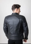 HD BIKER PROFESSIONAL SİYAH DERİ KORUMALI MOTOSİKLET MONT - 3
