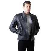 HD BIKER PROFESSIONAL SİYAH DERİ KORUMALI MOTOSİKLET MONT - 1