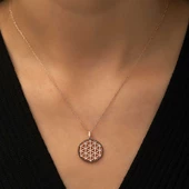 Gümüş Rose Yaşam Çiçeği Taşlı Kolye SL9795 - 3