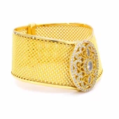 İmitasyon Trabzon Hasırı Altın Kaplama Zirkon Taşlı Kelepçe BLZ-200 thumbnail 2