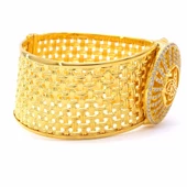 İmitasyon Trabzon Hasırı Altın Kaplama Sepet Örme Tuğralı Kelepçe BLZ-204 thumbnail 2